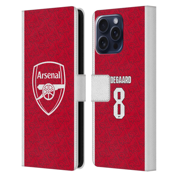 Arsenal FC 2025/26 Players Home Kit Martin Ødegaard Leather Book Wallet Case Cover For Apple iPhone 16 Pro Max