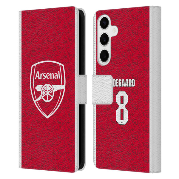 Arsenal FC 2025/26 Players Home Kit Martin Ødegaard Leather Book Wallet Case Cover For Samsung Galaxy S24+ 5G