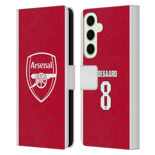 Arsenal FC 2025/26 Players Home Kit Martin Ødegaard Leather Book Wallet Case Cover For Samsung Galaxy S25+