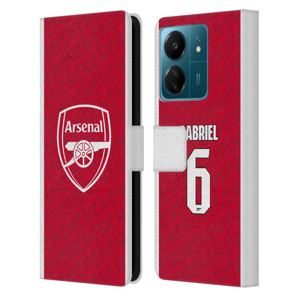 Arsenal FC 2025/26 Players Home Kit Gabriel Magalhães Leather Book Wallet Case Cover For Xiaomi Redmi 13C 4G
