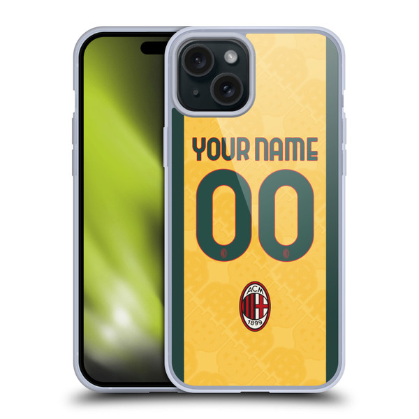 Custom Customised Personalised AC Milan 2024/25 Kit Third Soft Gel Case for Apple iPhone 15 Plus