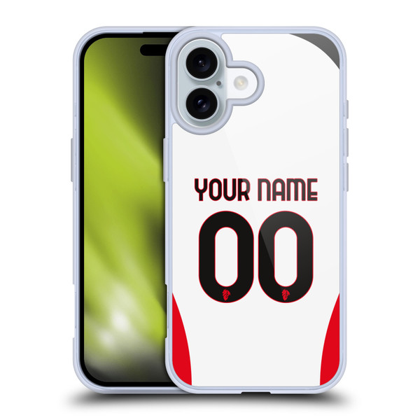Custom Customised Personalised AC Milan 2024/25 Kit Away Soft Gel Case for Apple iPhone 16