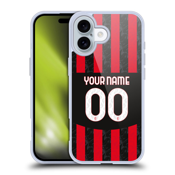 Custom Customised Personalised AC Milan 2024/25 Kit Home Soft Gel Case for Apple iPhone 16
