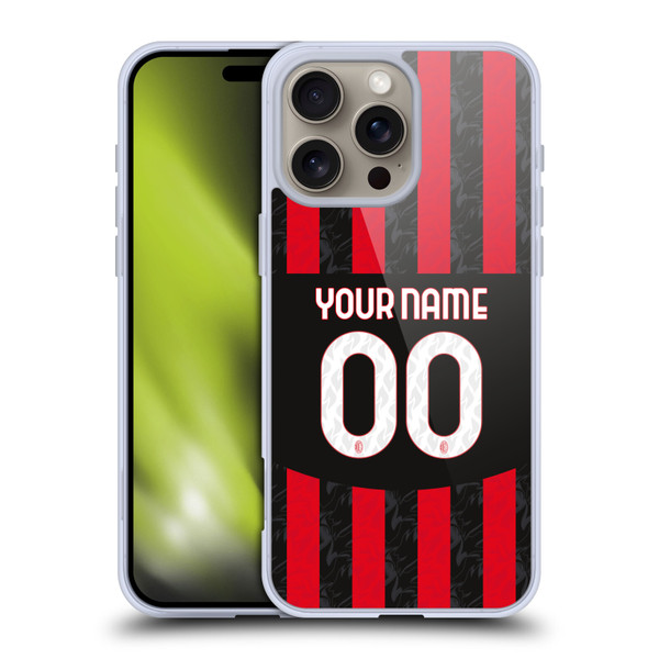 Custom Customised Personalised AC Milan 2024/25 Kit Home Soft Gel Case for Apple iPhone 16 Pro Max