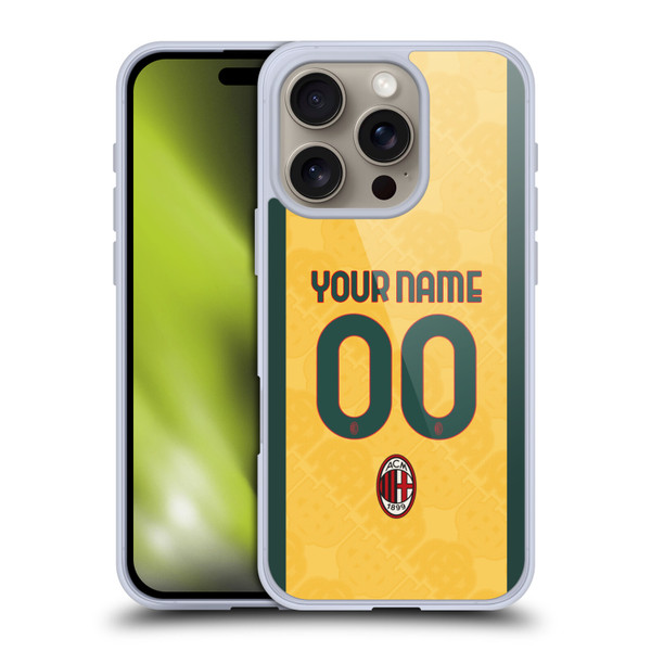 Custom Customised Personalised AC Milan 2024/25 Kit Third Soft Gel Case for Apple iPhone 16 Pro