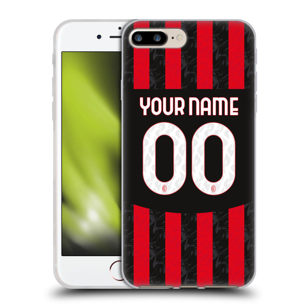 Custom Customised Personalised AC Milan 2024/25 Kit Home Soft Gel Case for Apple iPhone 7 Plus / iPhone 8 Plus