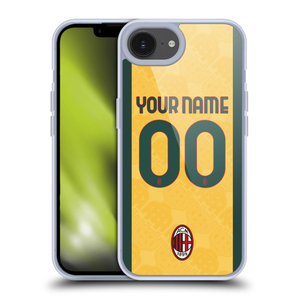 Custom Customised Personalised AC Milan 2024/25 Kit Third Soft Gel Case for Apple iPhone 16e