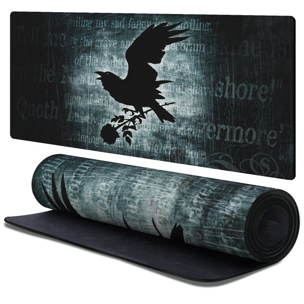 Alchemy Gothic Gothic Art Nevermore Gaming Office Desk PC Keyboard Mouse Mat Pad 37.4 x 15.75 x 0.16 inches (900 x 400 mm) - XL
