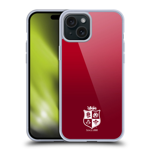 British and Irish Lions Badge Gradient Mono Soft Gel Case for Apple iPhone 15 Plus
