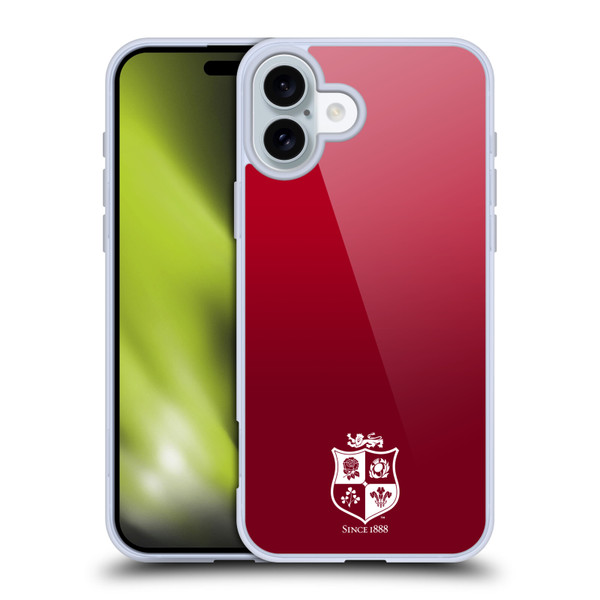British and Irish Lions Badge Gradient Mono Soft Gel Case for Apple iPhone 16 Plus