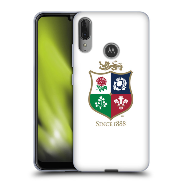 British and Irish Lions Badge White Soft Gel Case for Motorola Moto E6 Plus