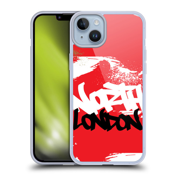 Arsenal FC Graffiti Art North London Soft Gel Case for Apple iPhone 14 Plus