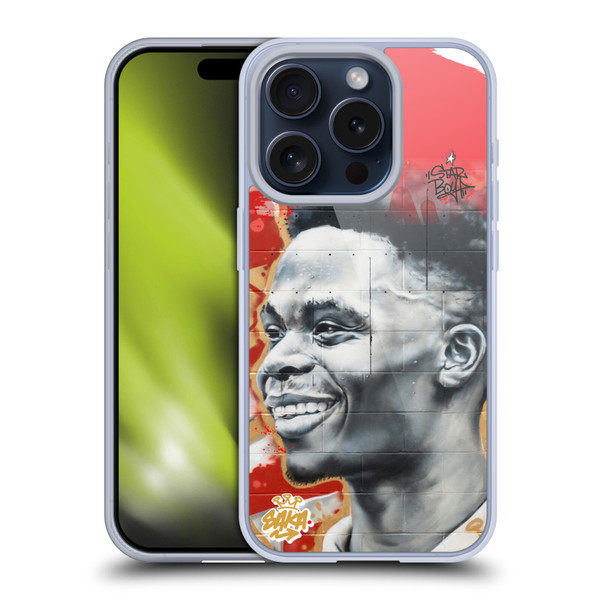 Arsenal FC Graffiti Art Saka Mural Soft Gel Case for Apple iPhone 15 Pro