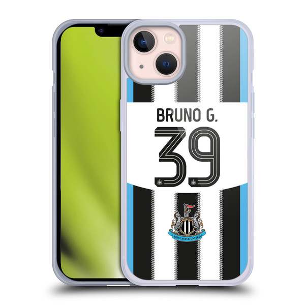 Newcastle United Football Club 2025/26 Players Home Kit 1st Group Bruno Guimarães Soft Gel Case for Apple iPhone 13