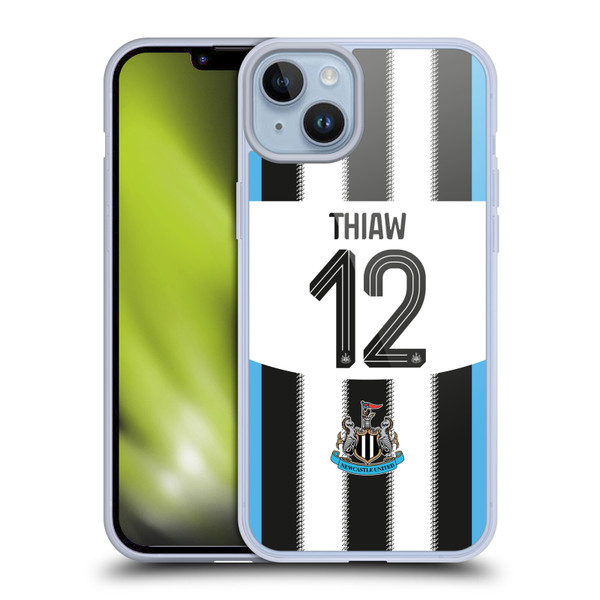 Newcastle United Football Club 2025/26 Players Home Kit 1st Group Malick Thiaw Soft Gel Case for Apple iPhone 14 Plus