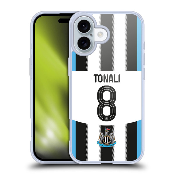 Newcastle United Football Club 2025/26 Players Home Kit 1st Group Sandro Tonali Soft Gel Case for Apple iPhone 16