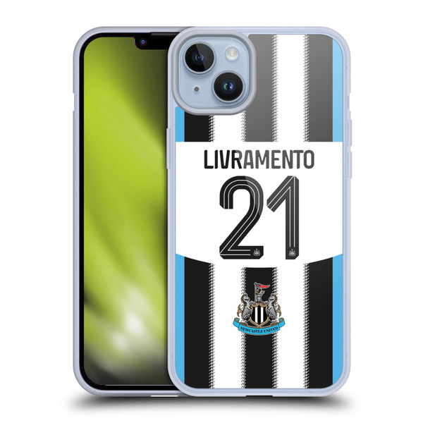Newcastle United Football Club 2025/26 Players Home Kit 2nd Group Valentino Livramento Soft Gel Case for Apple iPhone 14 Plus