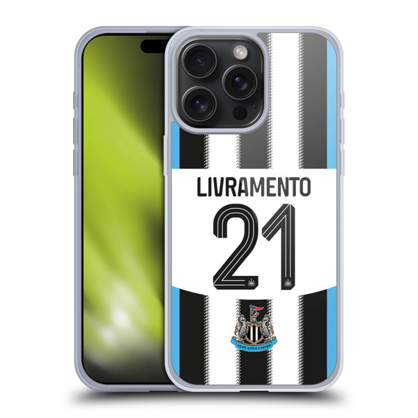 Newcastle United Football Club 2025/26 Players Home Kit 2nd Group Valentino Livramento Soft Gel Case for Apple iPhone 15 Pro Max
