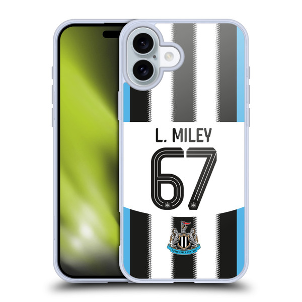 Newcastle United Football Club 2025/26 Players Home Kit 2nd Group Lewis Miley Soft Gel Case for Apple iPhone 16 Plus