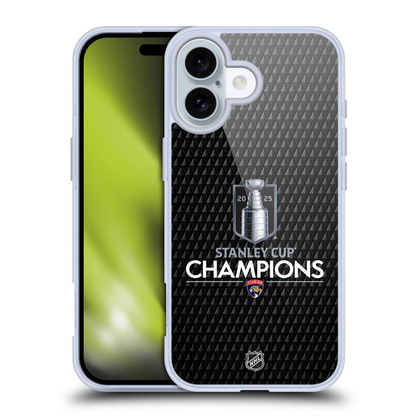 NHL 2025 Stanley Cup Champions Florida Panthers Puck Pattern Soft Gel Case for Apple iPhone 16