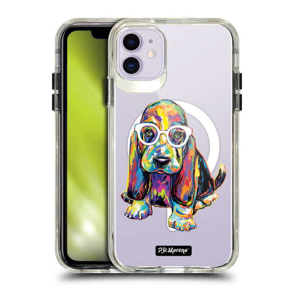 P.D. Moreno Gothic Art Basset Hound SHOCKPROOF BUMPER CASE COMPATIBLE WITH Apple iPhone 11 & MAGSAFE