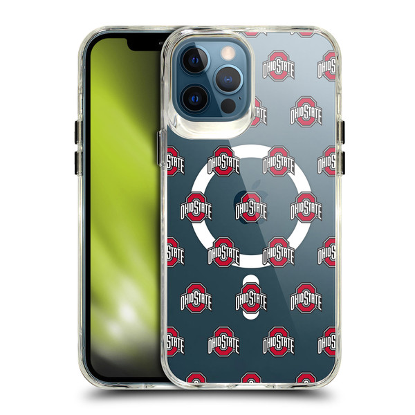 Ohio State University Logo Icon Pattern SHOCKPROOF BUMPER CASE COMPATIBLE WITH Apple iPhone 12 Pro Max & MAGSAFE