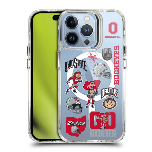 Ohio State University Logo Icon Sticker Collage SHOCKPROOF BUMPER CASE COMPATIBLE WITH Apple iPhone 13 Pro & MAGSAFE