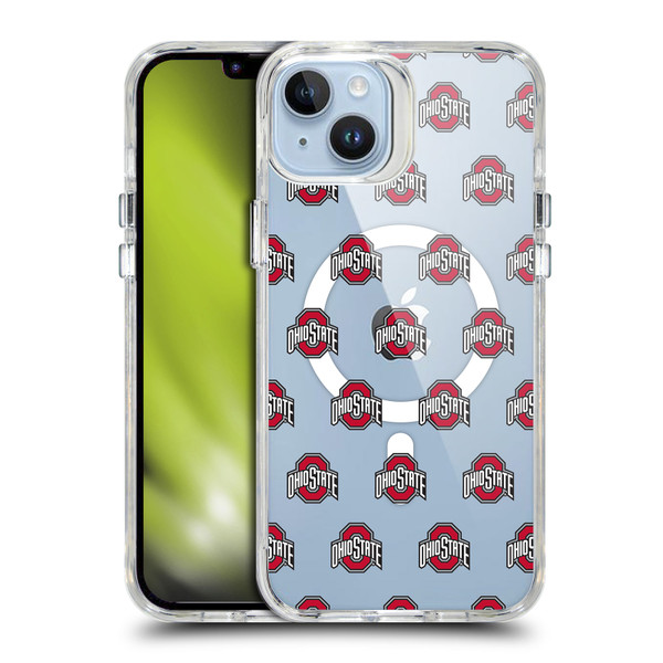 Ohio State University Logo Icon Pattern SHOCKPROOF BUMPER CASE COMPATIBLE WITH Apple iPhone 14 Plus & MAGSAFE
