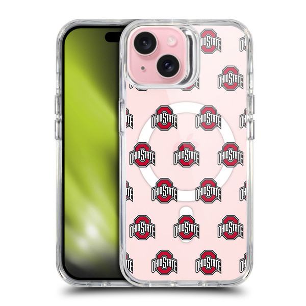 Ohio State University Logo Icon Pattern SHOCKPROOF BUMPER CASE COMPATIBLE WITH Apple iPhone 15 & MAGSAFE
