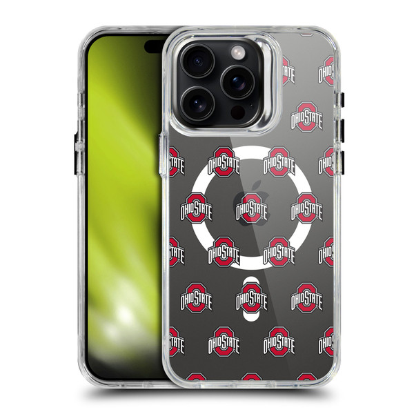 Ohio State University Logo Icon Pattern SHOCKPROOF BUMPER CASE COMPATIBLE WITH Apple iPhone 15 Pro Max & MAGSAFE