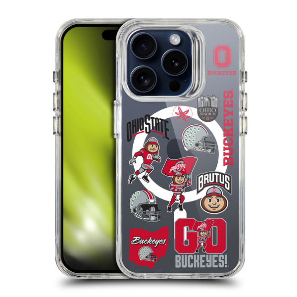 Ohio State University Logo Icon Sticker Collage SHOCKPROOF BUMPER CASE COMPATIBLE WITH Apple iPhone 15 Pro & MAGSAFE