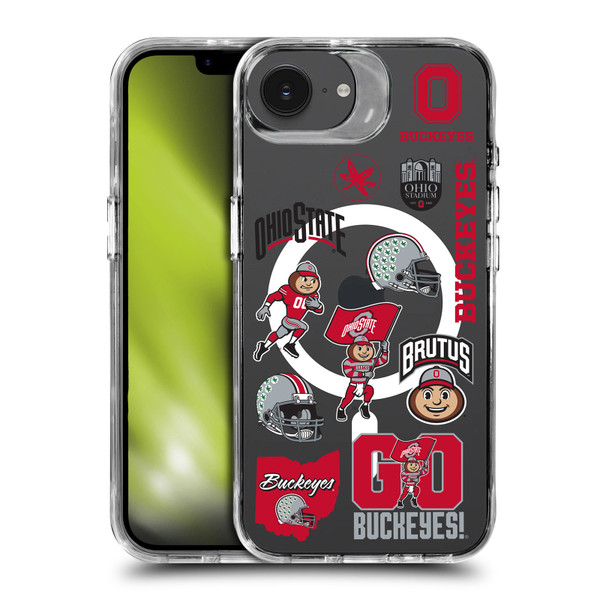 Ohio State University Logo Icon Sticker Collage SHOCKPROOF BUMPER CASE COMPATIBLE WITH Apple iPhone 16e & MAGSAFE