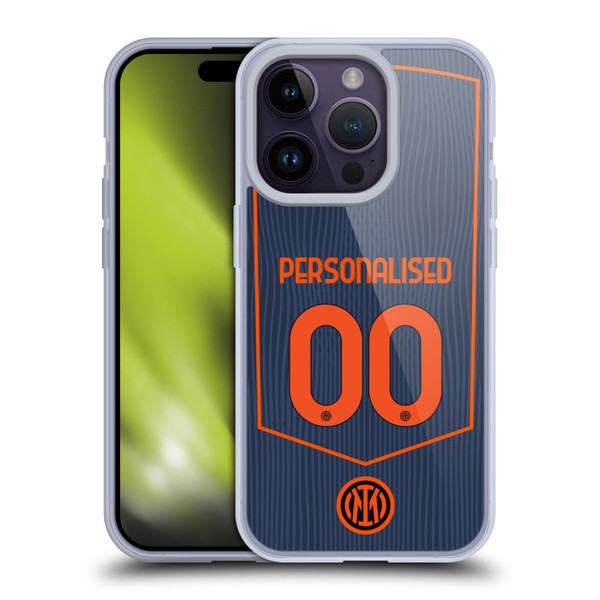 Custom Customised Personalised Inter Milan 2025/26 Players Home Kit Third Soft Gel Case for Apple iPhone 14 Pro