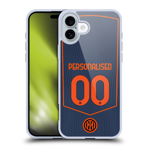 Custom Customised Personalised Inter Milan 2025/26 Players Home Kit Third Soft Gel Case for Apple iPhone 16 Plus