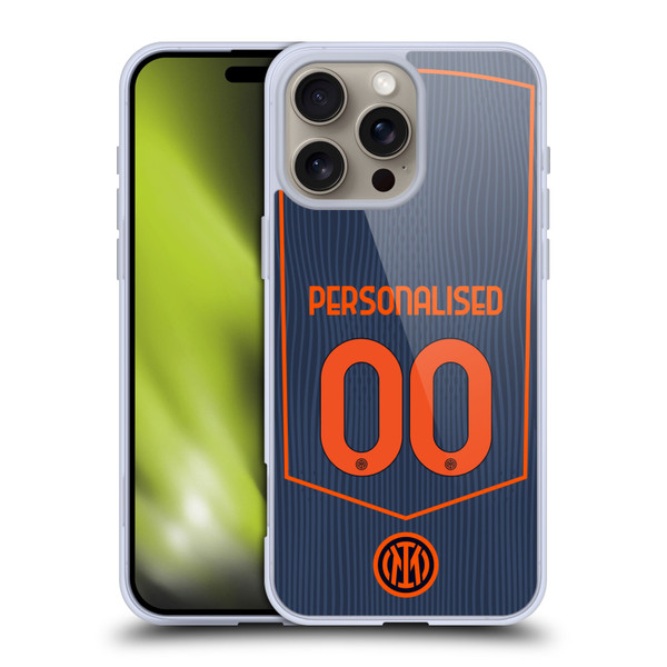 Custom Customised Personalised Inter Milan 2025/26 Players Home Kit Third Soft Gel Case for Apple iPhone 16 Pro Max
