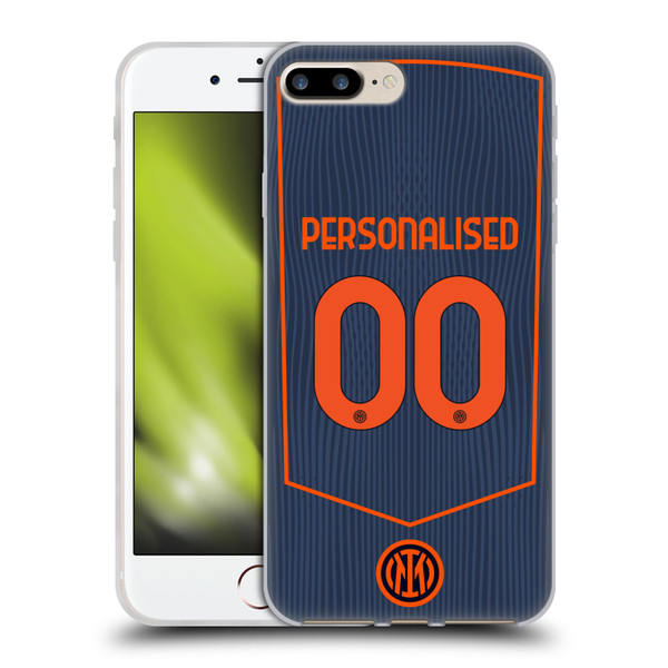 Custom Customised Personalised Inter Milan 2025/26 Players Home Kit Third Soft Gel Case for Apple iPhone 7 Plus / iPhone 8 Plus