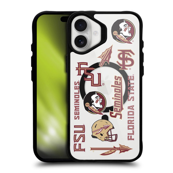 Florida State University FSU Florida State University Icons BLACK SHOCKPROOF BUMPER CASE COMPATIBLE WITH Apple iPhone 16 Plus & MAGSAFE
