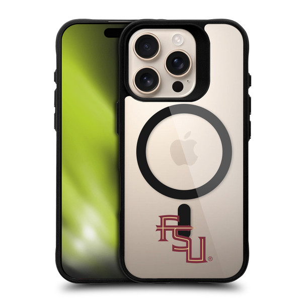 Florida State University FSU Florida State University Minimalist BLACK SHOCKPROOF BUMPER CASE COMPATIBLE WITH Apple iPhone 16 Pro & MAGSAFE