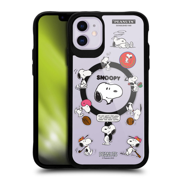 Peanuts Snoopy & Friends Fun Moments BLACK SHOCKPROOF BUMPER CASE COMPATIBLE WITH Apple iPhone 11 & MAGSAFE
