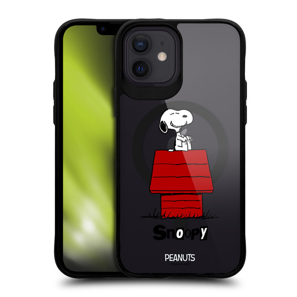 Peanuts Snoopy & Friends Classic BLACK SHOCKPROOF BUMPER CASE COMPATIBLE WITH Apple iPhone 12 / iPhone 12 Pro & MAGSAFE
