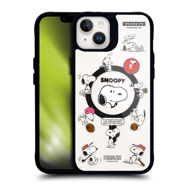 Peanuts Snoopy & Friends Fun Moments BLACK SHOCKPROOF BUMPER CASE COMPATIBLE WITH Apple iPhone 14 Plus & MAGSAFE