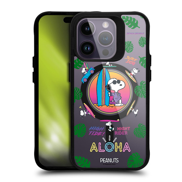 Peanuts Snoopy & Friends Tropical Surf BLACK SHOCKPROOF BUMPER CASE COMPATIBLE WITH Apple iPhone 14 Pro & MAGSAFE