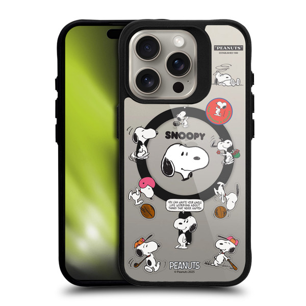 Peanuts Snoopy & Friends Fun Moments BLACK SHOCKPROOF BUMPER CASE COMPATIBLE WITH Apple iPhone 15 Pro & MAGSAFE