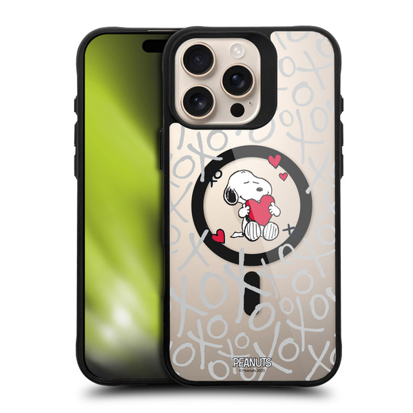 Peanuts Snoopy & Friends XOXO BLACK SHOCKPROOF BUMPER CASE COMPATIBLE WITH Apple iPhone 16 Pro Max & MAGSAFE