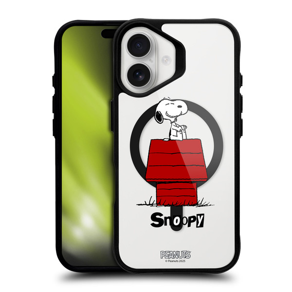 Peanuts Snoopy & Friends Classic BLACK SHOCKPROOF BUMPER CASE COMPATIBLE WITH Apple iPhone 16 & MAGSAFE