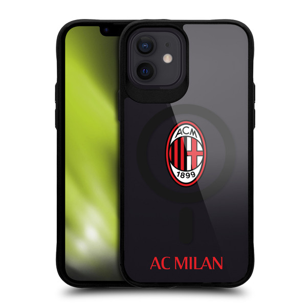 AC Milan Logo Icon Crest Logotype BLACK SHOCKPROOF BUMPER CASE COMPATIBLE WITH  & MAGSAFE Apple iPhone 12 / iPhone 12 Pro