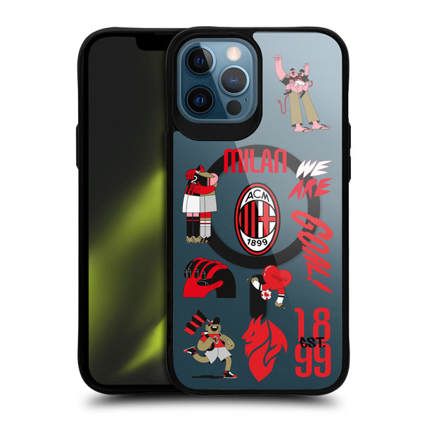 AC Milan Logo Icon Icons BLACK SHOCKPROOF BUMPER CASE COMPATIBLE WITH  & MAGSAFE Apple iPhone 12 Pro Max