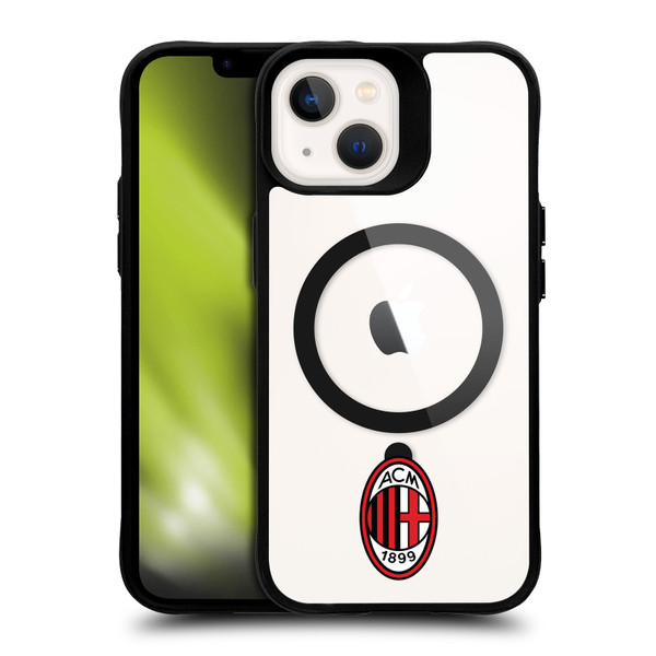 AC Milan Logo Icon Crest Minimalist BLACK SHOCKPROOF BUMPER CASE COMPATIBLE WITH  & MAGSAFE Apple iPhone 13