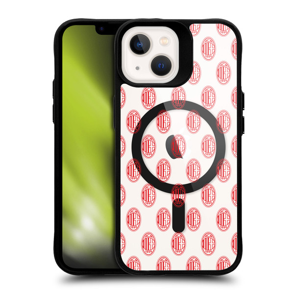 AC Milan Logo Icon Crest Pattern BLACK SHOCKPROOF BUMPER CASE COMPATIBLE WITH  & MAGSAFE Apple iPhone 13