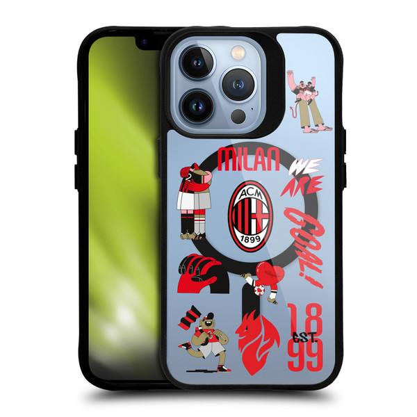 AC Milan Logo Icon Icons BLACK SHOCKPROOF BUMPER CASE COMPATIBLE WITH  & MAGSAFE Apple iPhone 13 Pro